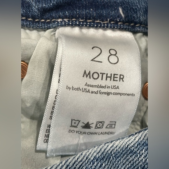 Mother The Roller Fray Wide Leg Jeans Mid Rise Riding Cliffside Size 28 x 31” - Picture 6 of 10